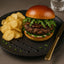 Gourmet potato chips with Torres Iberico Ham and a gourmet burger with chips